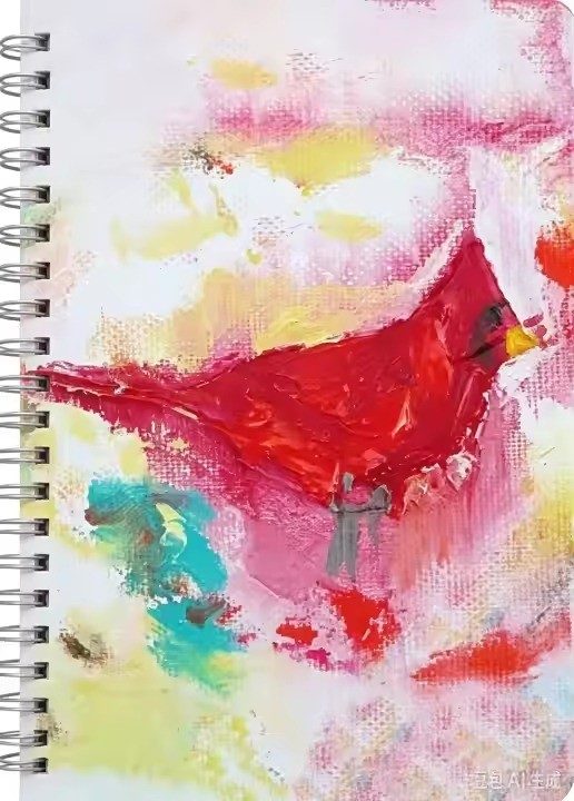 Cardinal art notebook by Tracee Gentry Matthews, front cover