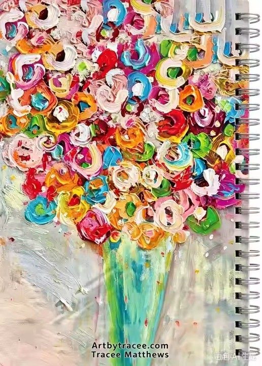 Flower Bouquet art notebook by Tracee Gentry Matthews, back cover with artbytracee.com