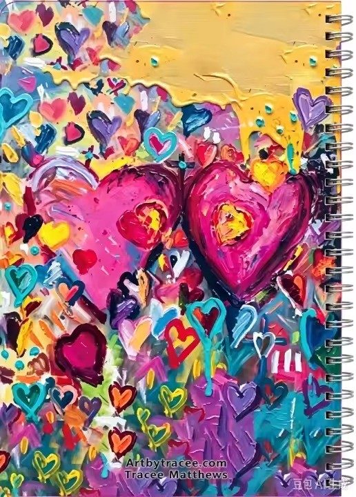 Hearts art notebook by Tracee Gentry Matthews, back cover with artbytracee.com
