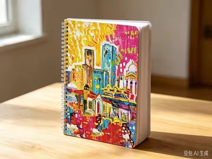 Little Rock Heights art notebook by Tracee Gentry Matthews, spiral notebook on a table