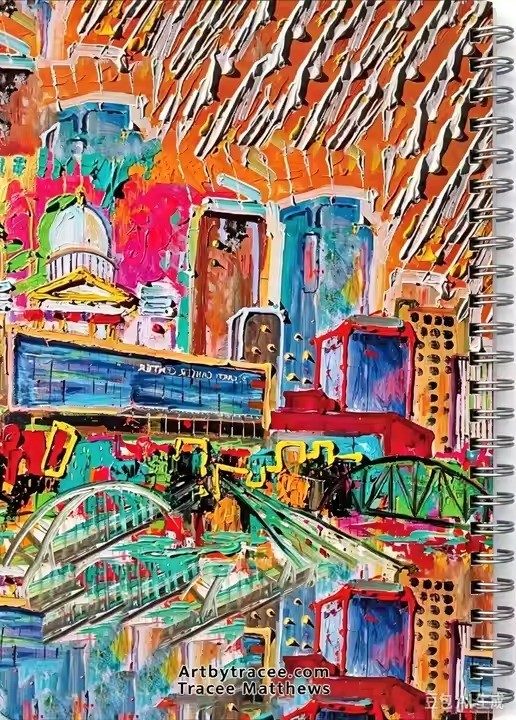 Little Rock Skyline art notebook by Tracee Gentry Matthews, back cover with artbytracee.com