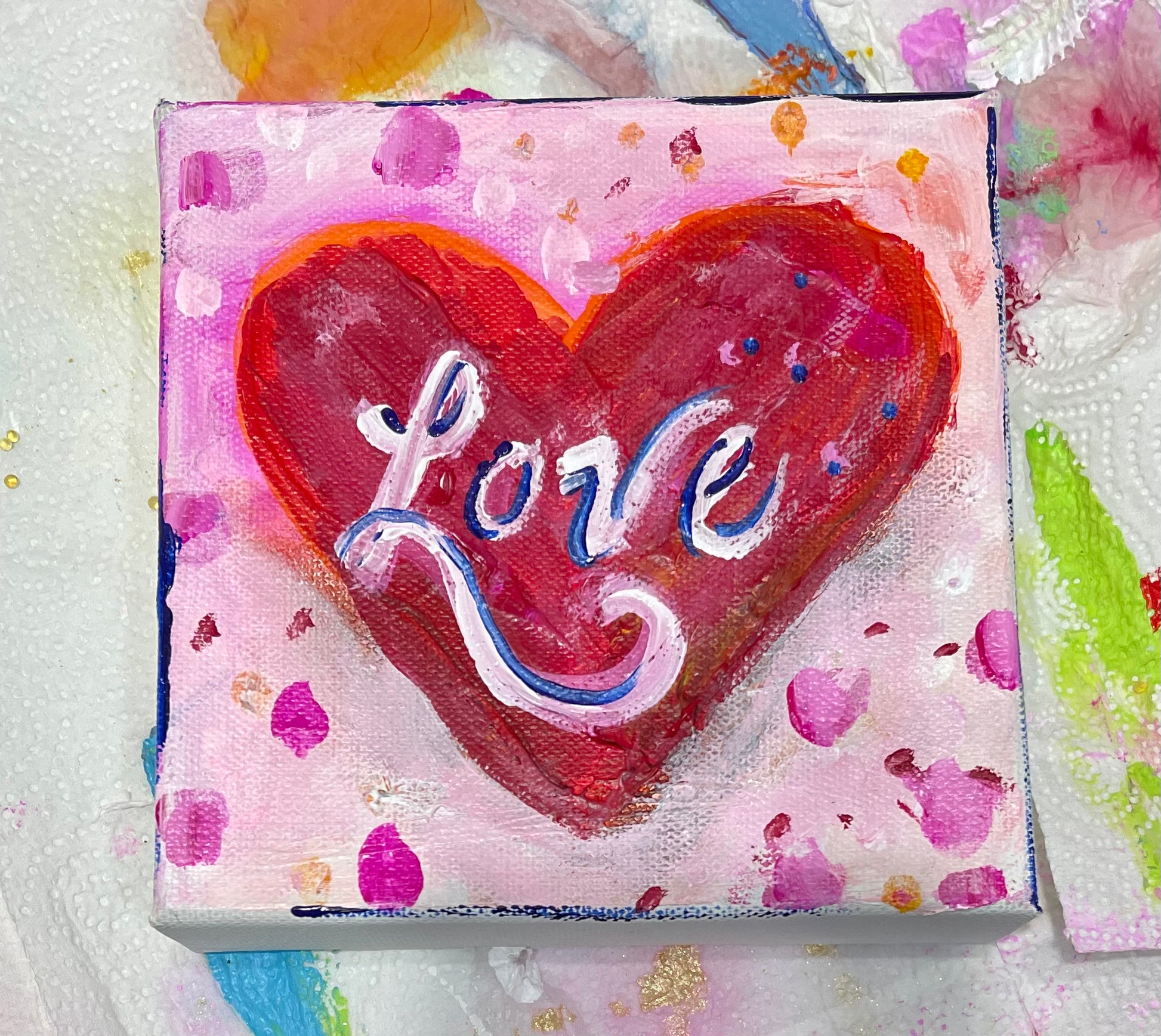 Love heart, 6x6 inch small original painting by Tracee Gentry Matthews