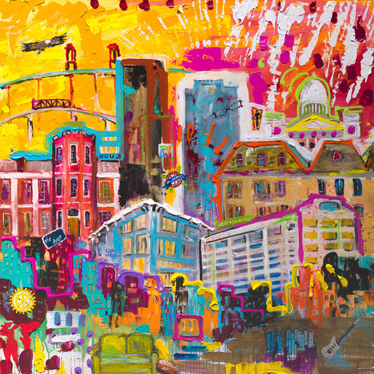Elements of Little Rock, painting by Tracee Gentry Matthews, sold