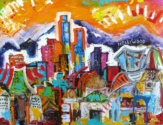 Hollywood, Los Angeles cityscape, 11x14 inch matted canvas print by Tracee Gentry Matthews