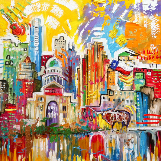 Austin, Texas cityscape, 11x14 inch matted canvas print by Tracee Gentry Matthews