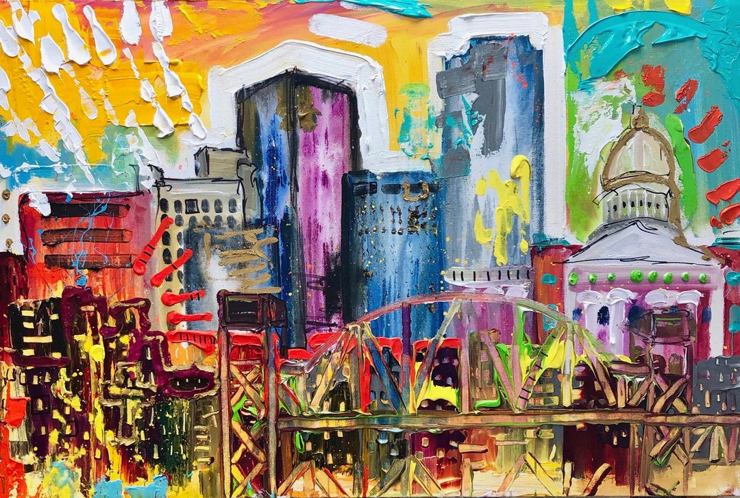Little Rock cityscape painting by Tracee Gentry Matthews, sold
