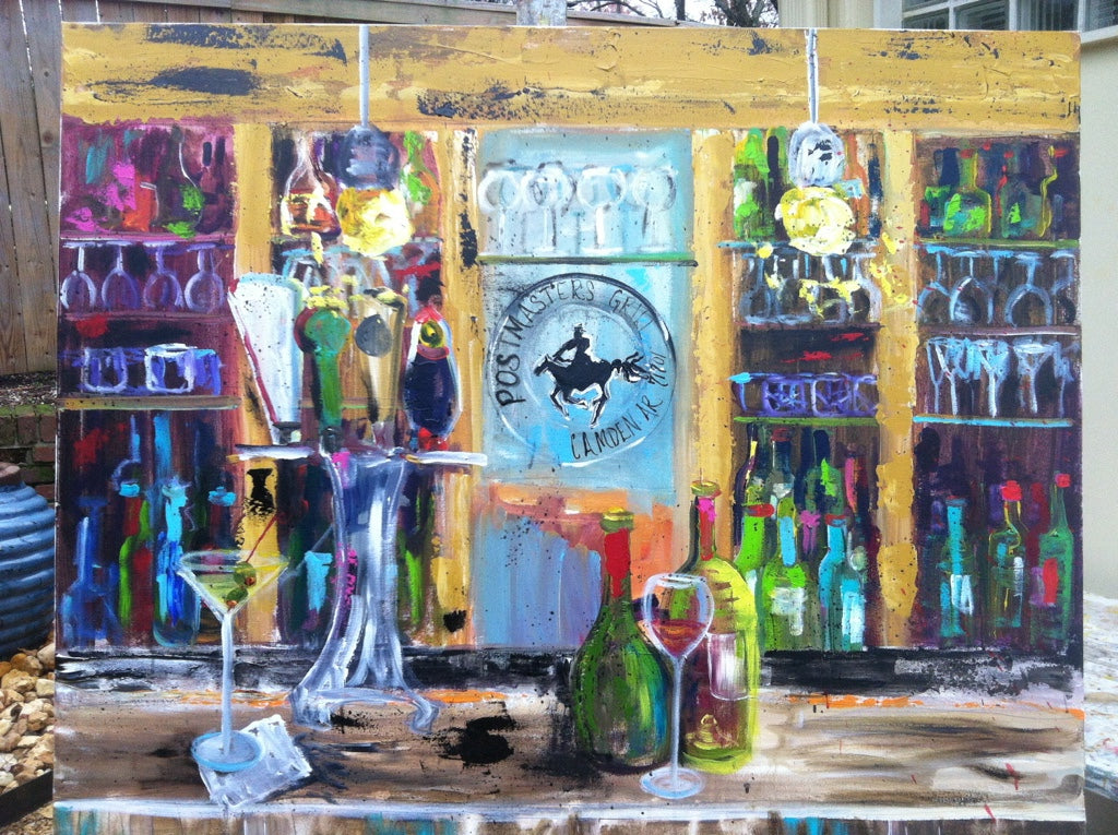 At the Bar, 11x14 inch matted canvas print by Tracee Gentry Matthews