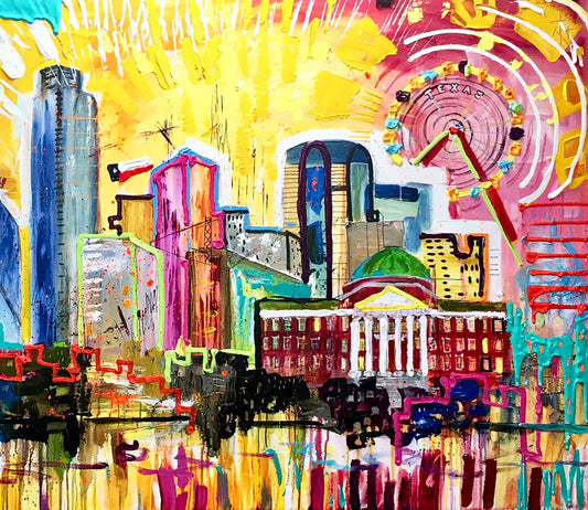 Dallas, Texas with SMU, 11x14 inch matted canvas print by Tracee Gentry Matthews