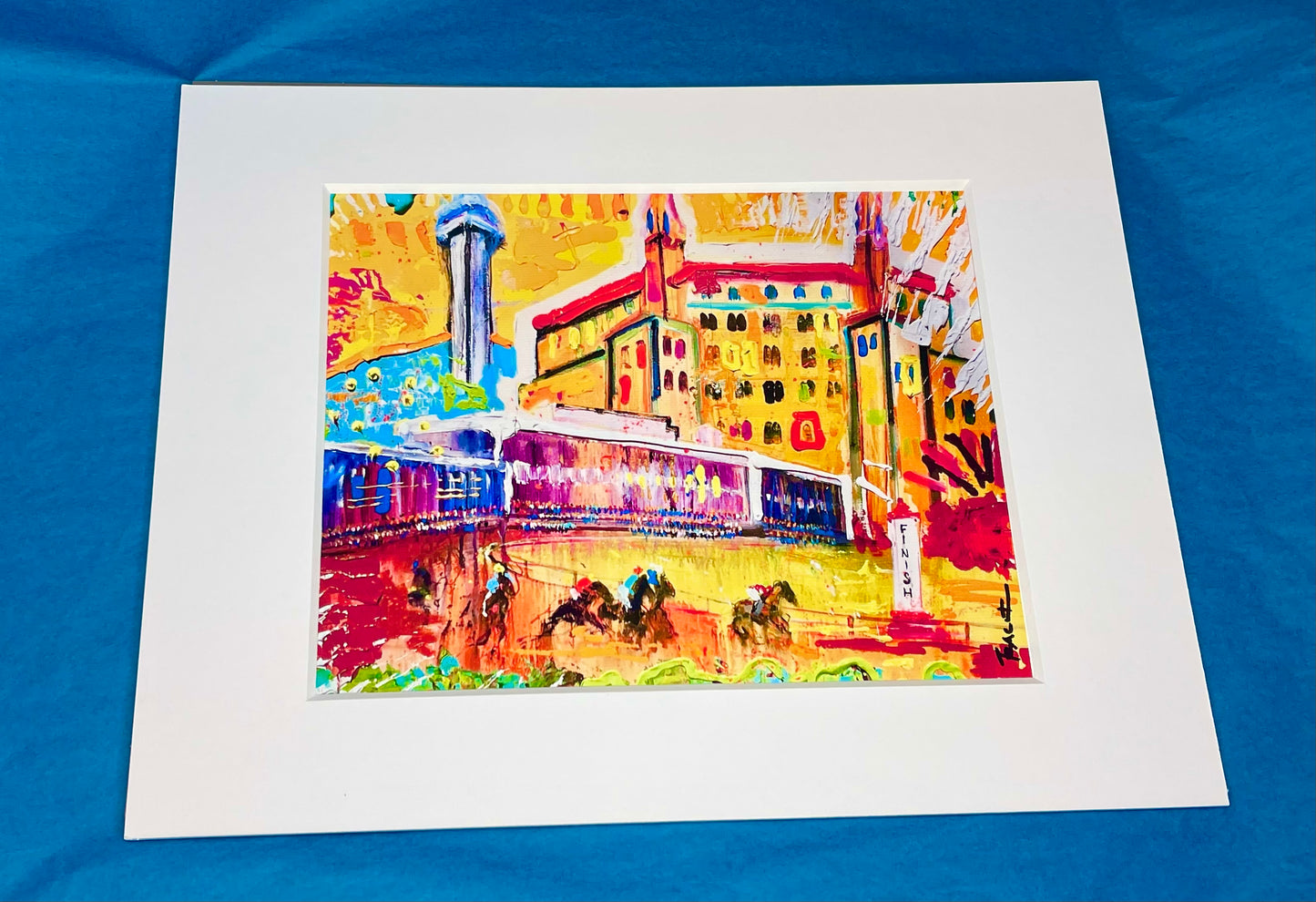 Hot Springs, Arkansas with horses racing at Oaklawn, 11x14 inch matted canvas print by Tracee Gentry Matthews