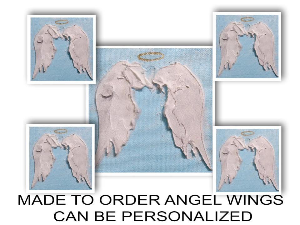 Angel wings small original painting, personalized, 4x4 or 6x6 inch, by Tracee Gentry Matthews