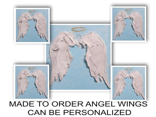 Angel wings small original painting, personalized, 4x4 or 6x6 inch, by Tracee Gentry Matthews