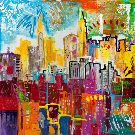 New York City cityscape painting by Tracee Gentry Matthews, sold
