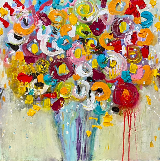 Beautiful Bouquet floral painting, 11x14 inch matted canvas print by Tracee Gentry Matthews