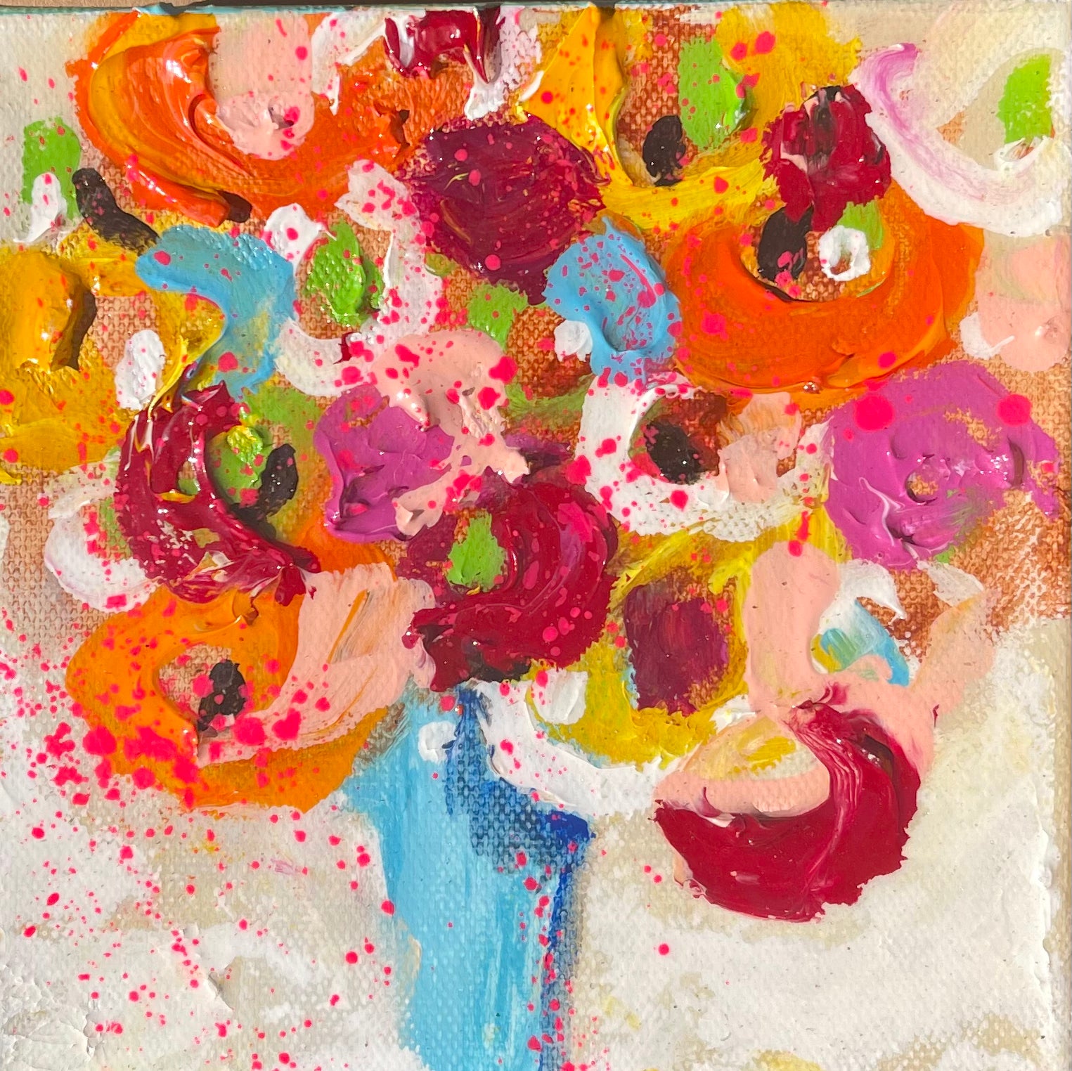 Floral, 6x6 inch small original painting by Tracee Gentry Matthews