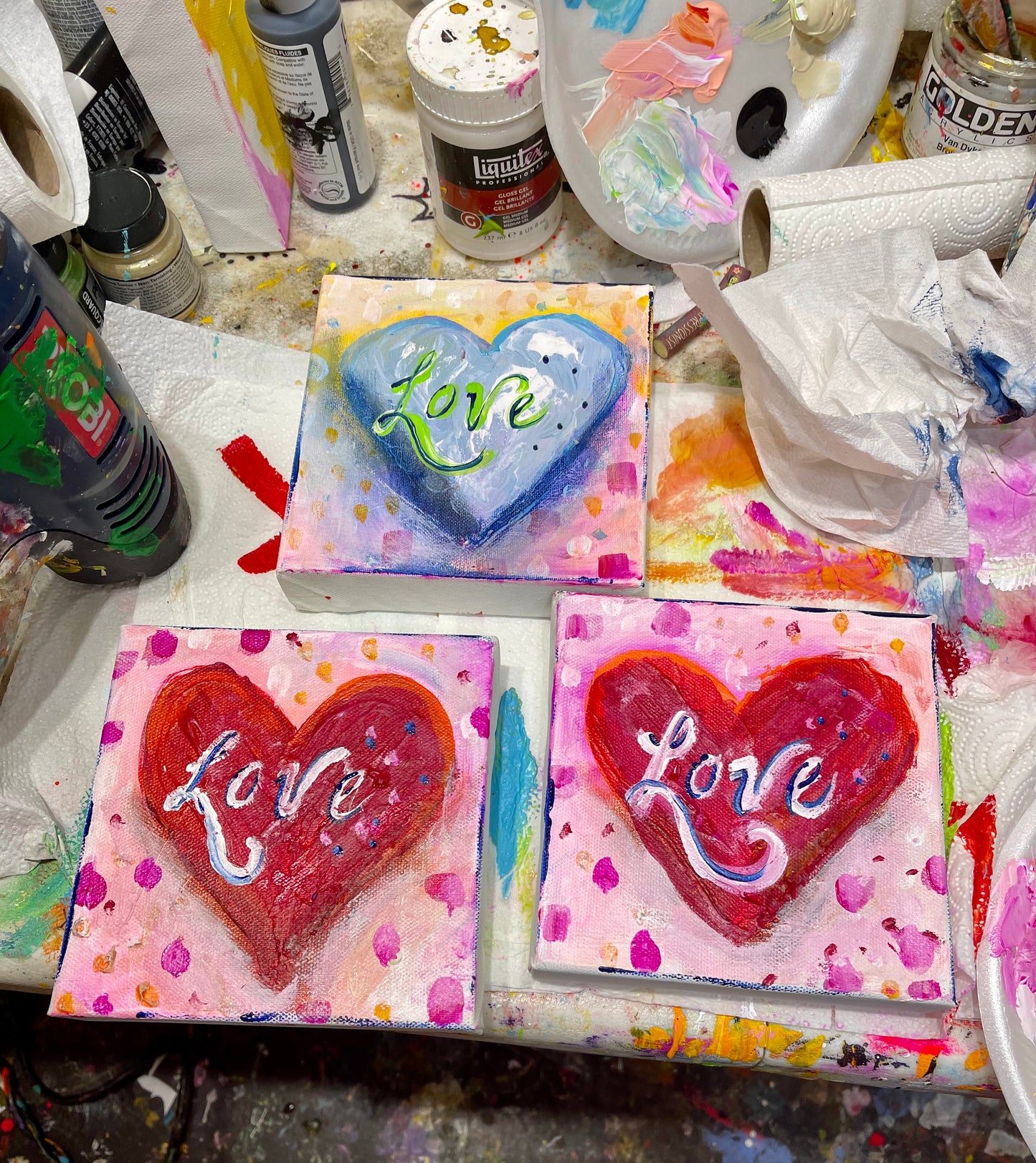 Love heart 6x6 inch painting by Tracee Gentry Matthews, second view