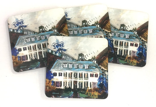 Kappa House at the University of Arkansas coasters, set of 4, by Tracee Gentry Matthews