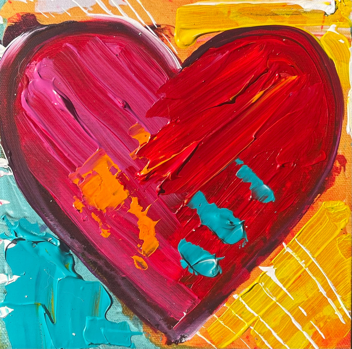 My Whole Heart, 6x6 inch canvas print with hand-added paint by Tracee Gentry Matthews