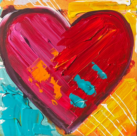 My Whole Heart, 6x6 inch canvas print with hand-added paint by Tracee Gentry Matthews