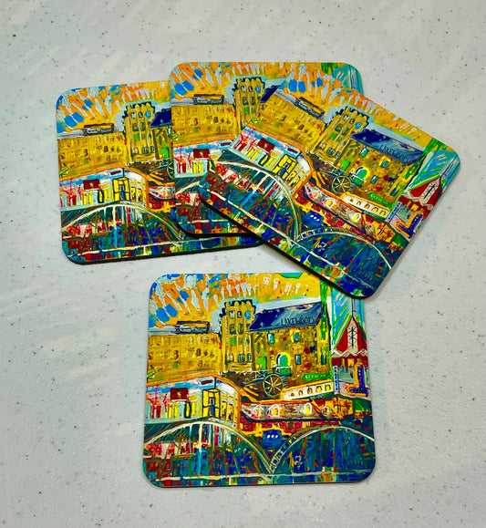 North Little Rock coasters, set of 4, by Tracee Gentry Matthews