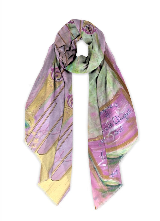 Champagne art scarf printed from an original painting by Tracee Gentry Matthews