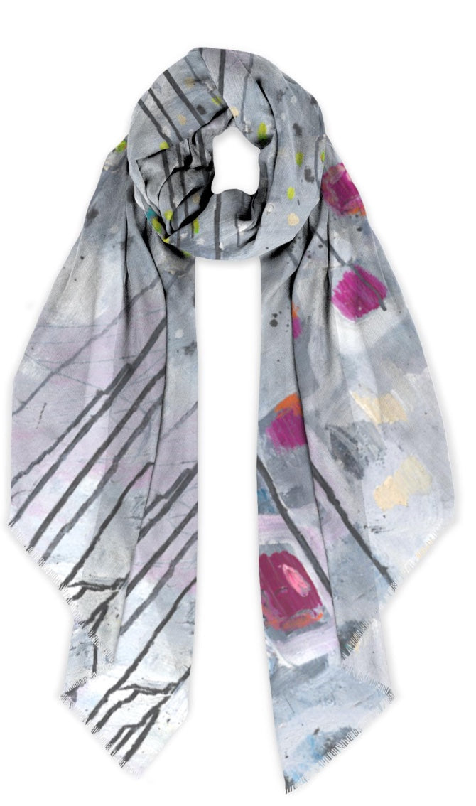 Black and white abstract art scarf by Tracee Gentry Matthews