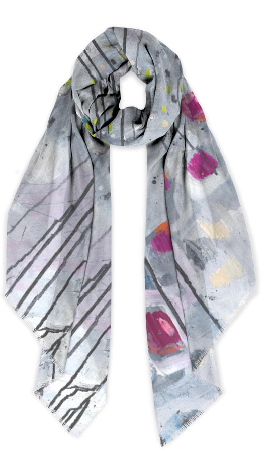 Black and white abstract art scarf by Tracee Gentry Matthews