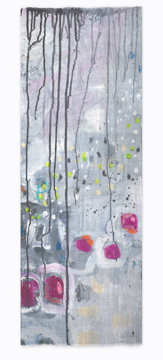 Black and white abstract art scarf by Tracee Gentry Matthews, second view