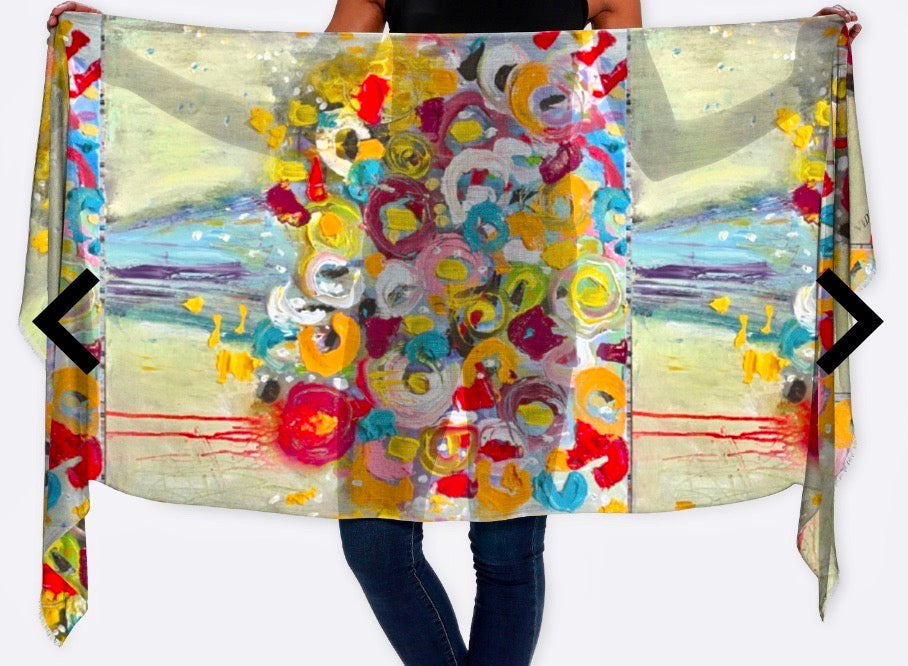 Floral bouquet art scarf by Tracee Gentry Matthews, second view